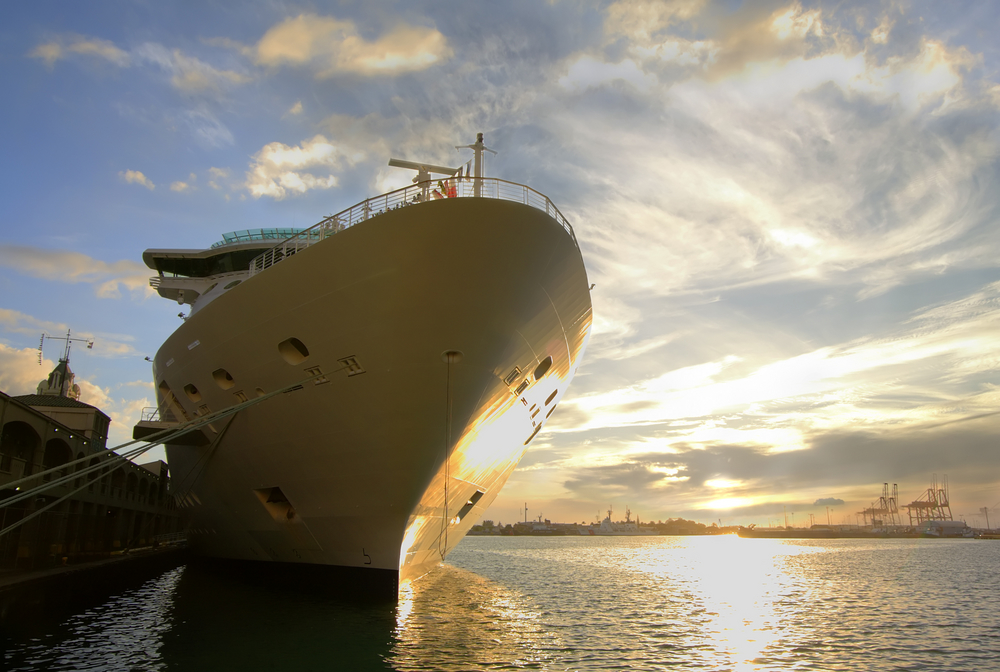 Docked cruise ship