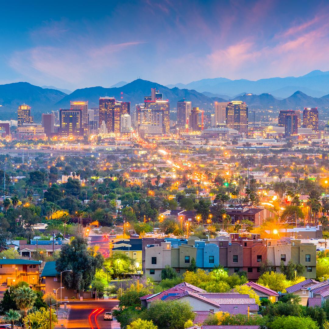 Views of an Arizona city’s skyline at night