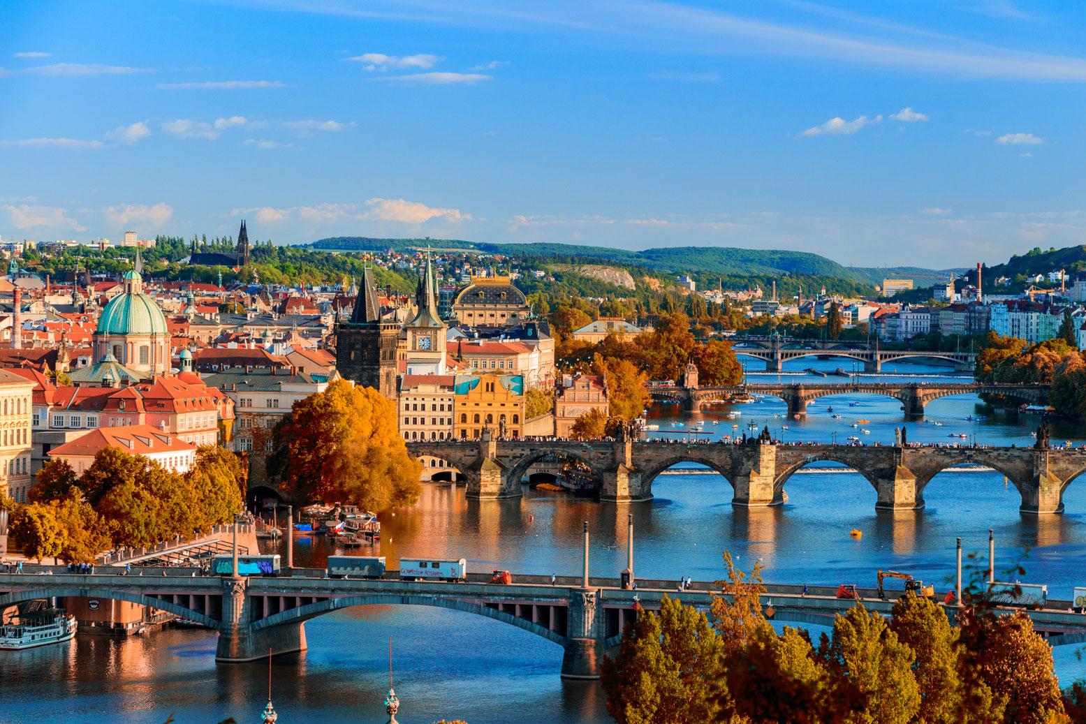 View of the Vlatava River in Prague with a Czech Republic vacation package