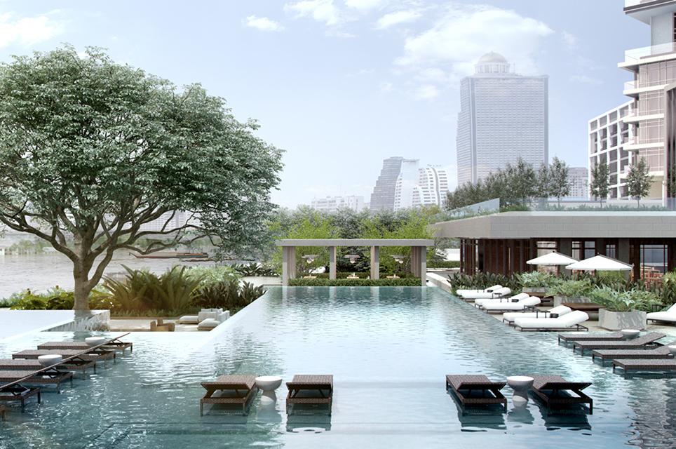 Luxury pool amenities and views at the Four Seasons