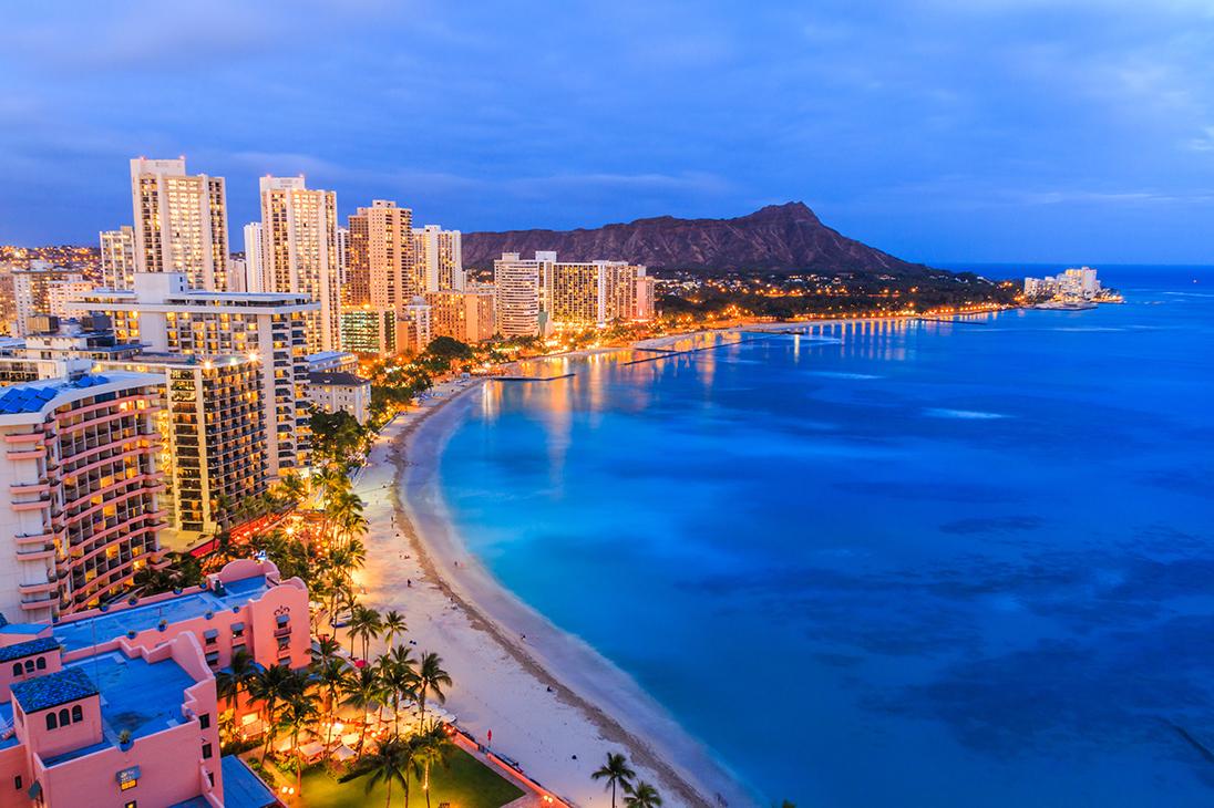 Nighttime views of Honolulu’s coastline