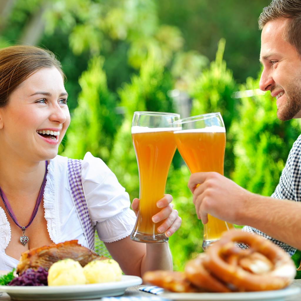 Couple sharing a beer in one of Munich’s beer gardens