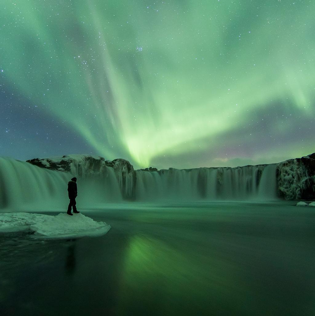 viewing the northern lights in Reykjavik, Iceland