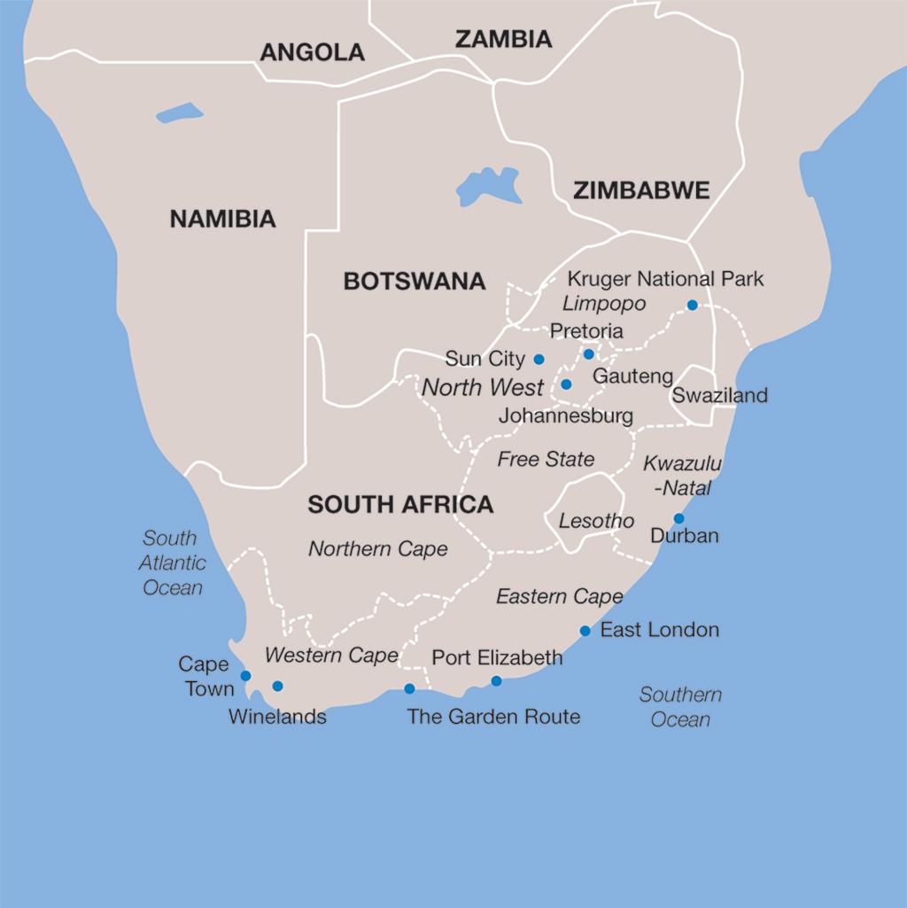 South Africa vacations map