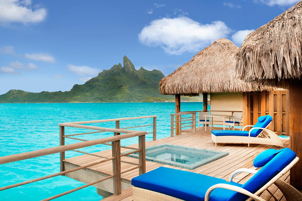Sit by the pool or by the ocean on St. Regis overwater bungalows