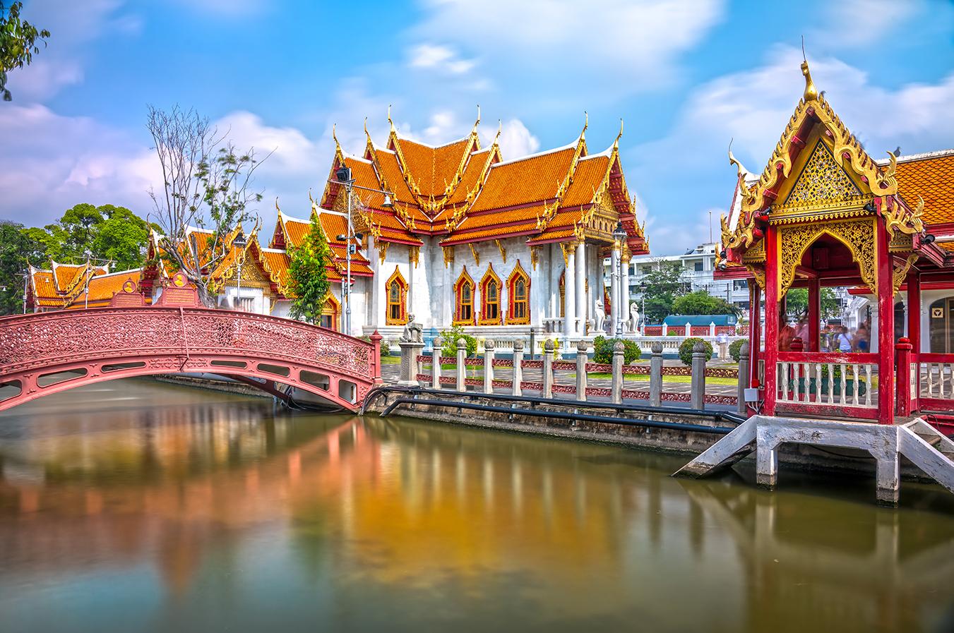 Views of temples and canals in Bangkok Thailand