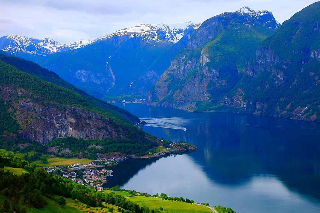 Aerial views of Bergen fjords in Norway