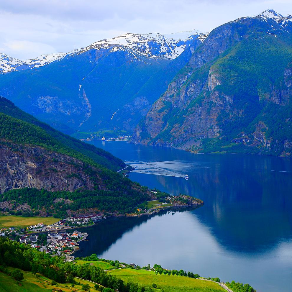 Aerial views of Bergen fjords in Norway