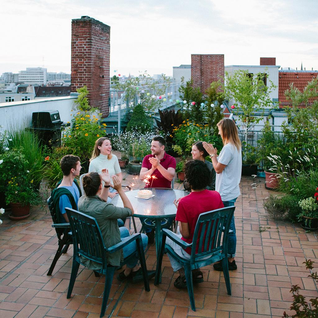 Dining on a rooftop in Berlin