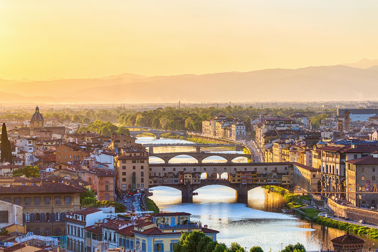 Breathtaking aerial view of Ponte Vecchio