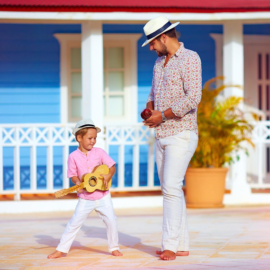 Father and son dancing in Panama City