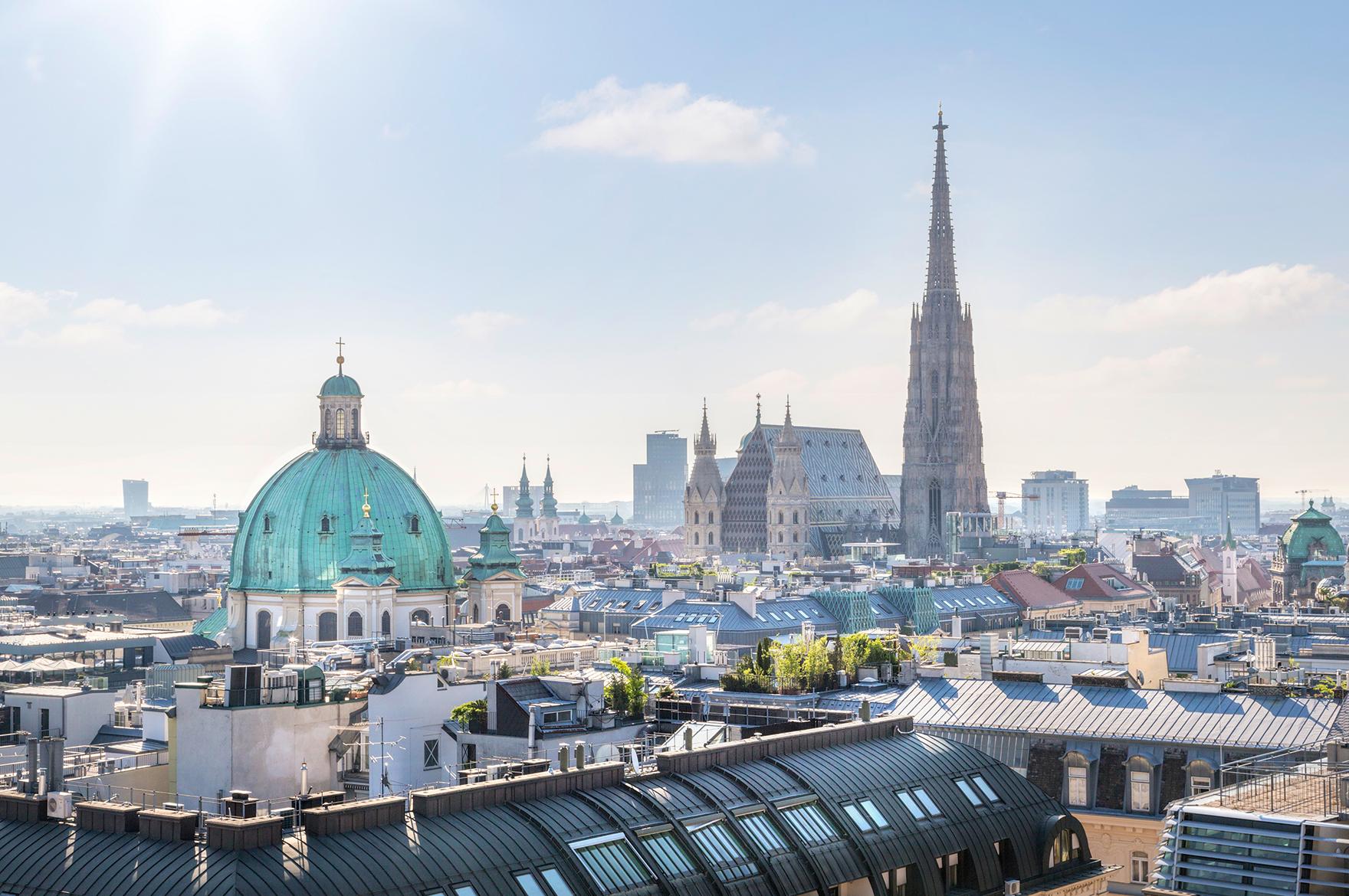 Elevated views of the city of Vienna