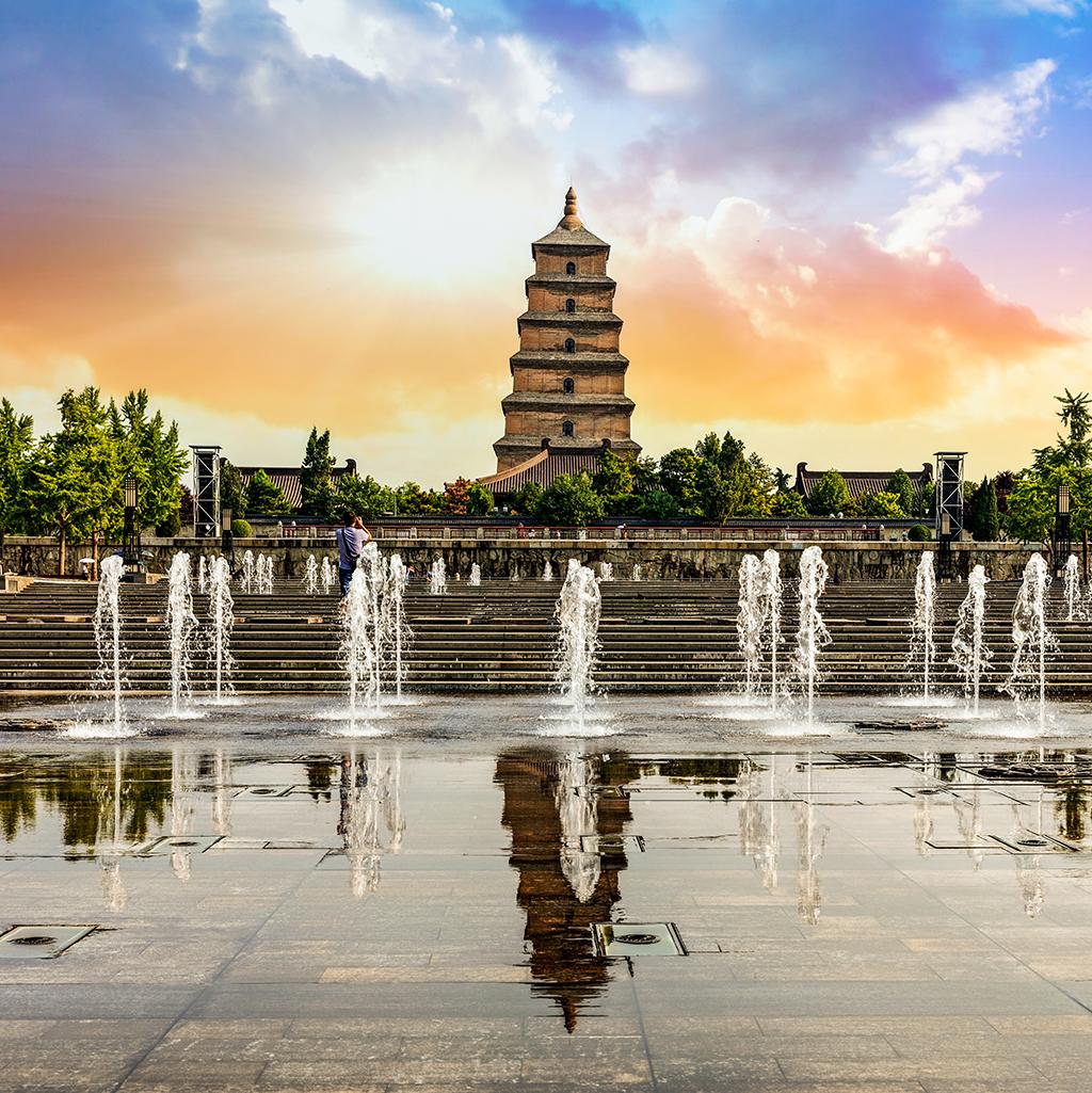 Views of the Big Wild Goose Pagoda in Xi’an China